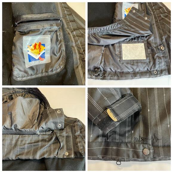 Pulse Black White Stripe Outdoor Insulated Snowboard Sport Winter Ski Jacket M - Picture 12 of 13